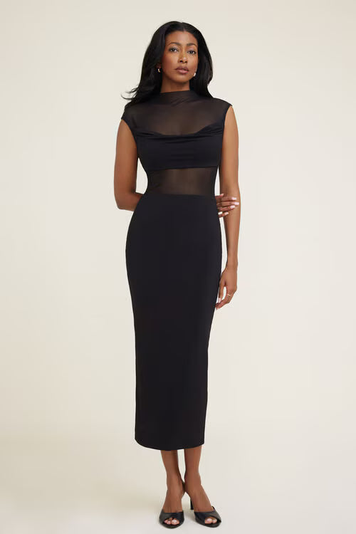Sculpt Sheer Cowl Maxi Dress