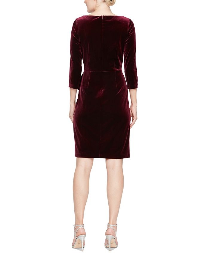 Alex Evenings Women's Velvet 3/4-Sleeve Sheath Dress