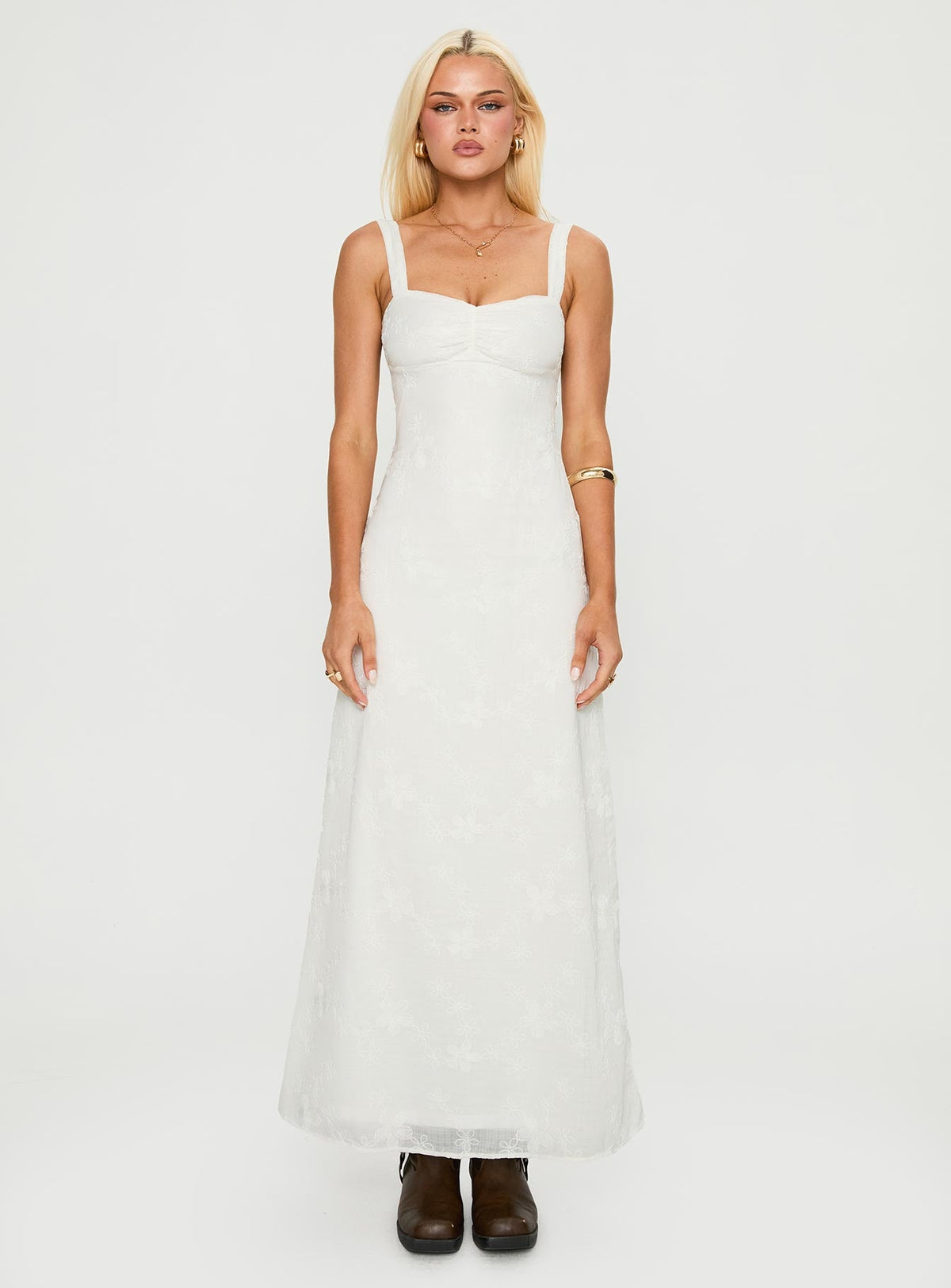 Maisone Broderie Maxi Dress White