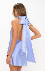 Lisa Mini Dress ~ Borrowed Blue Luxe Satin