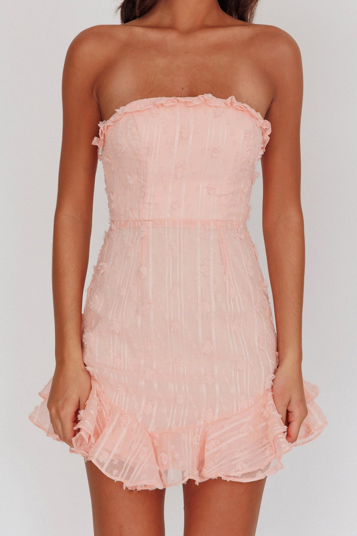 Cece Embellished Bandeau Dress Blush