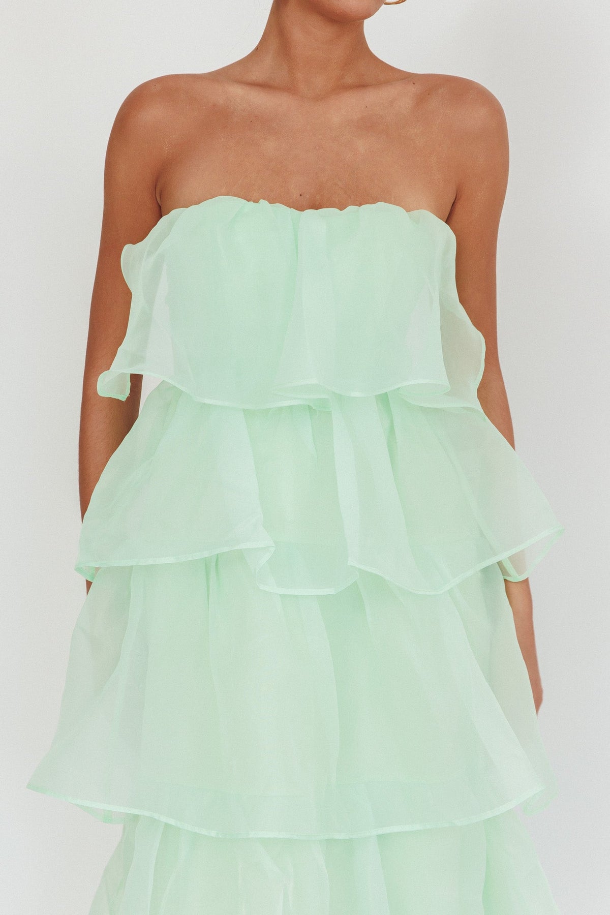 Behati Tiered Layer Midi Dress Mint