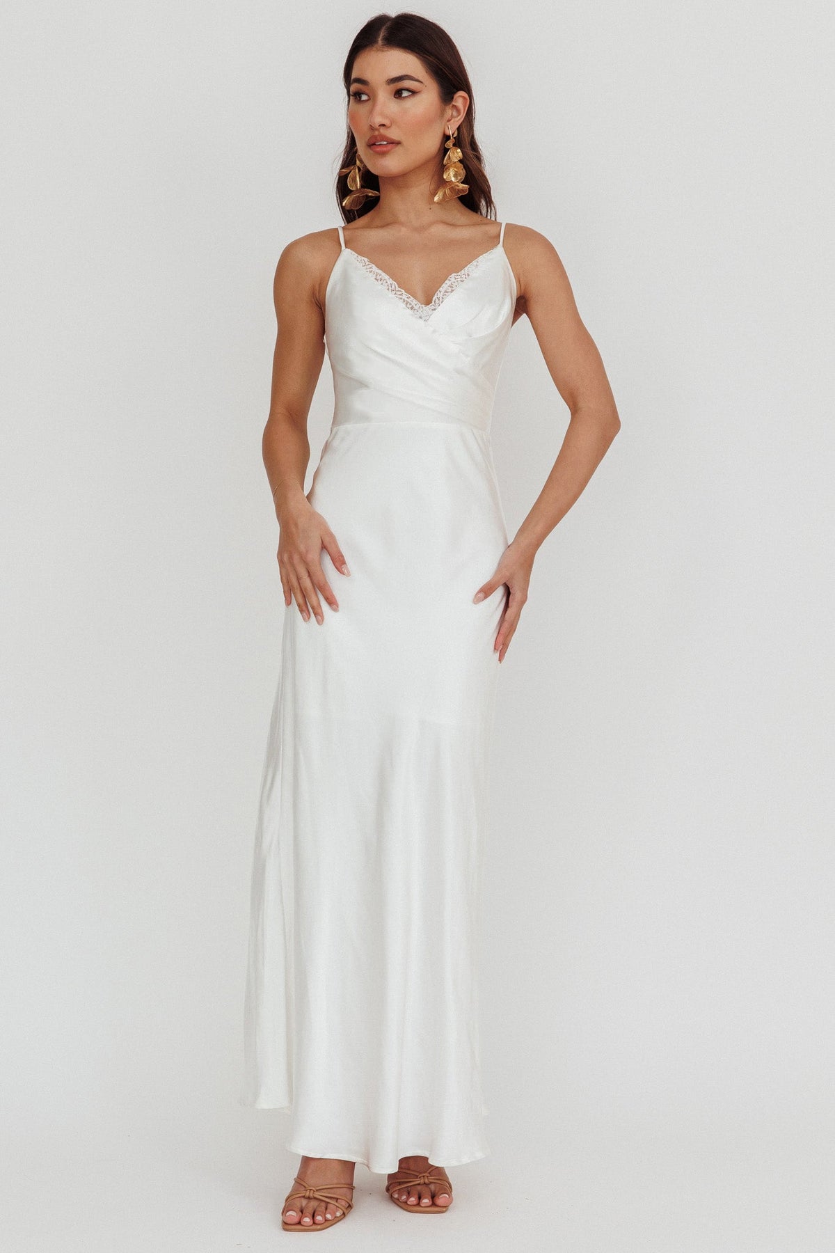 Our Story Surplice Neckline Maxi Dress Off White