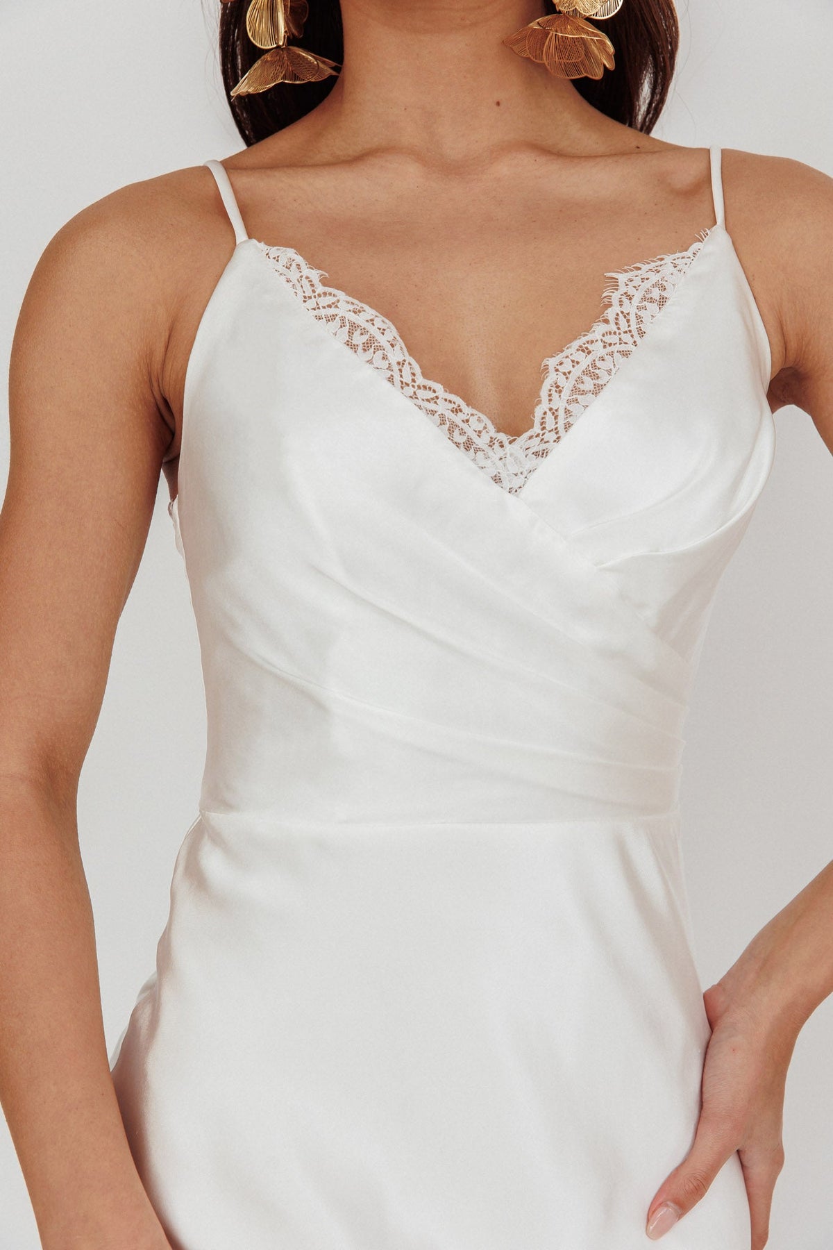 Our Story Surplice Neckline Maxi Dress Off White