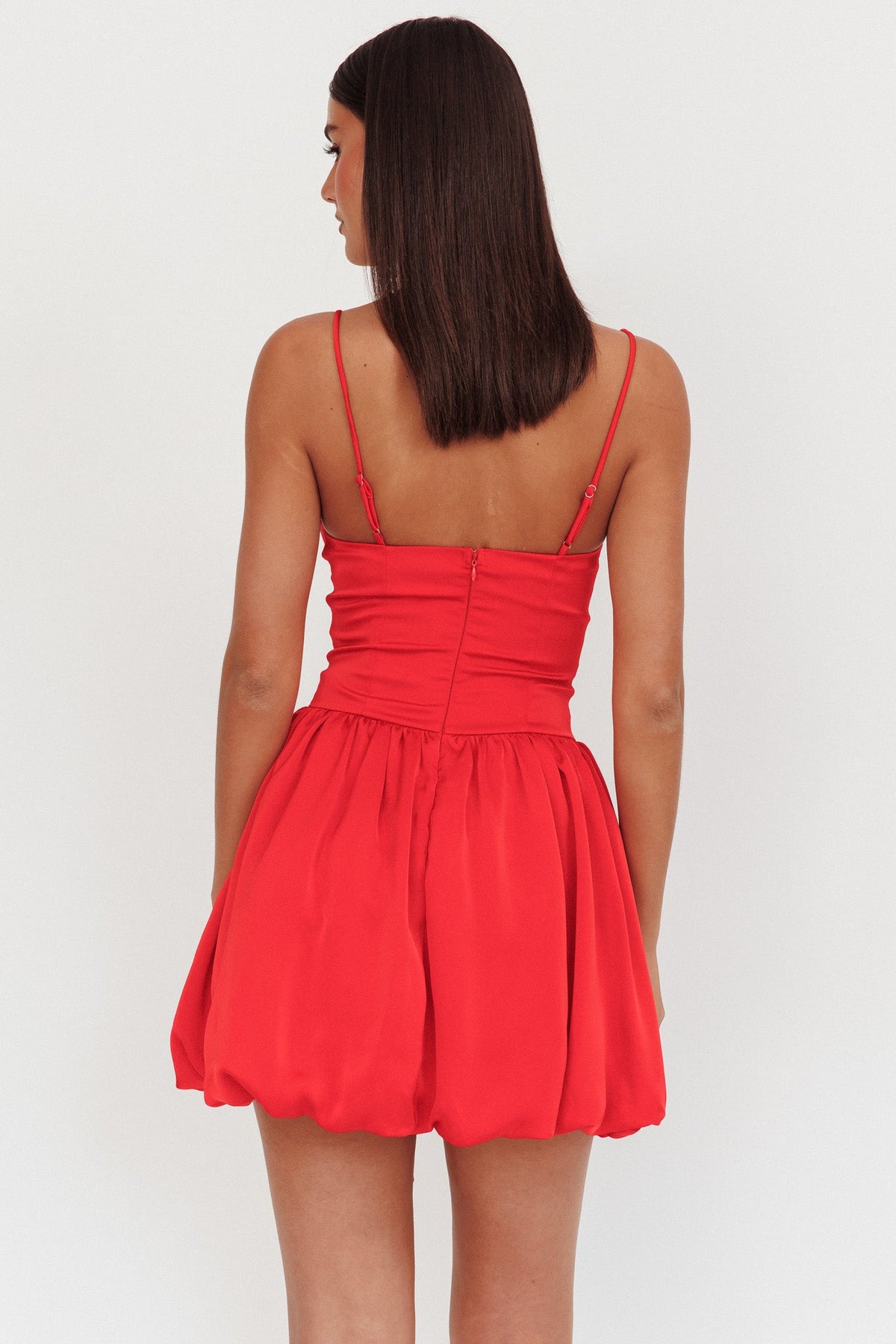 Eye Catching Balloon Skirt Mini Dress Red