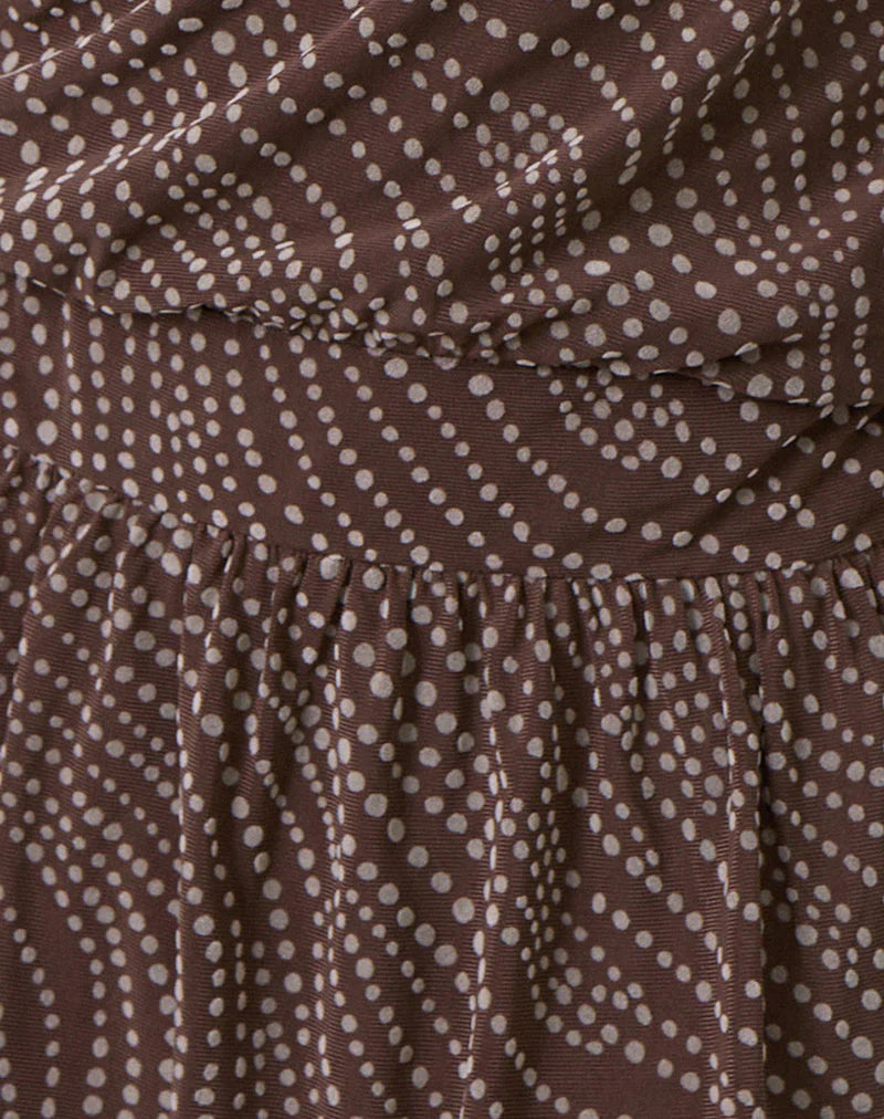 Dyle Mini Dress in Abstract Polka Flock Brown