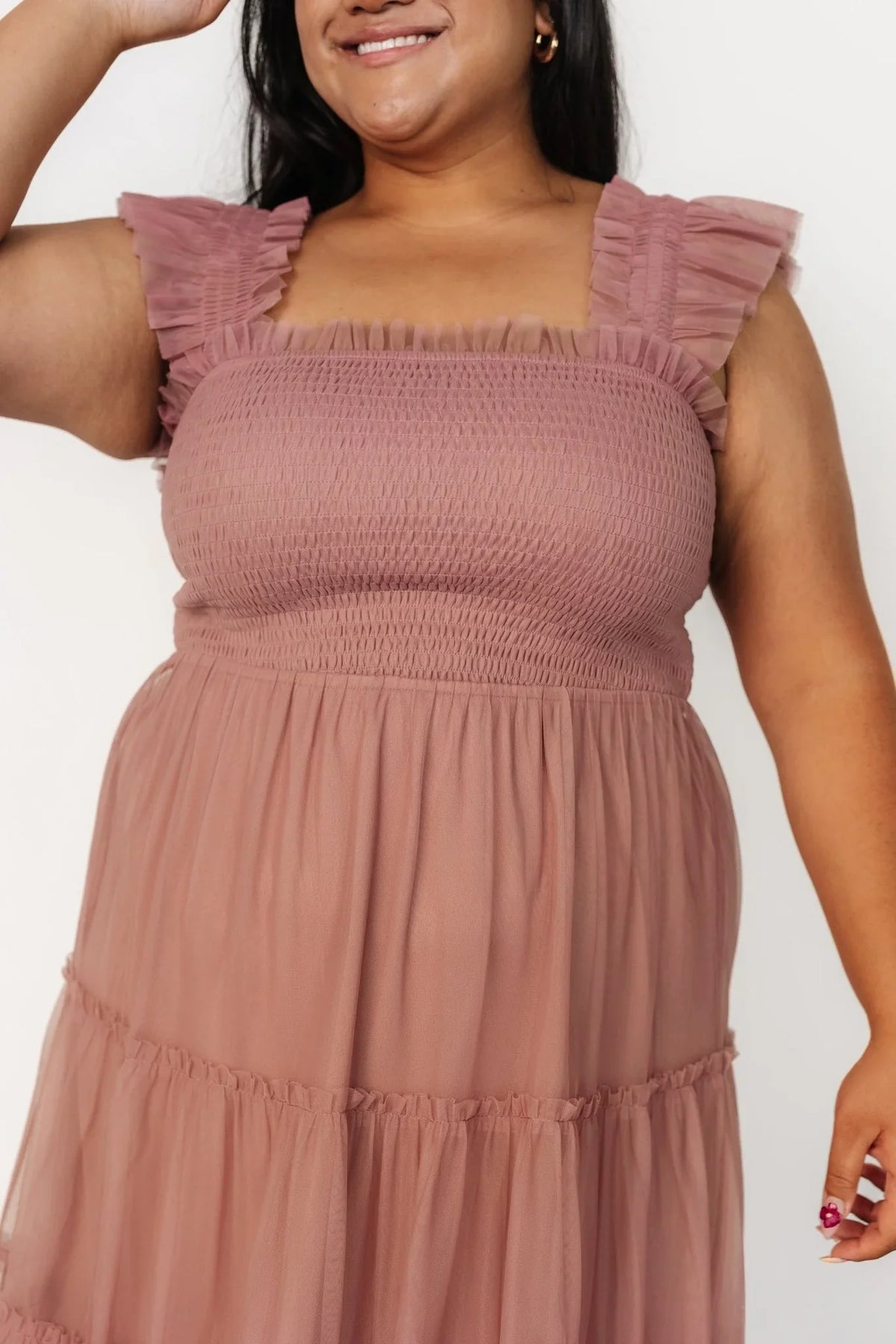 Emma Smocked Tulle Dress | Dusty Rose
