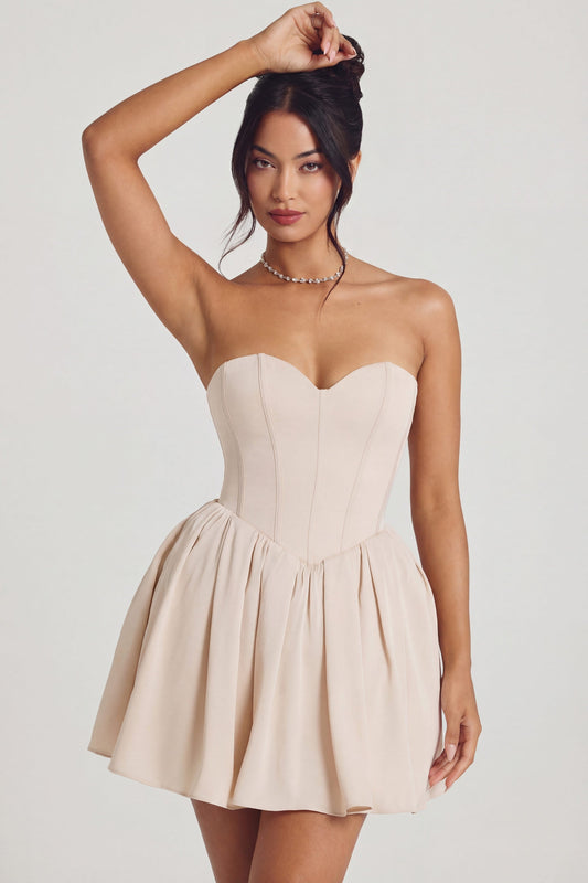 Corset Tulle Mini Dress in Ivory