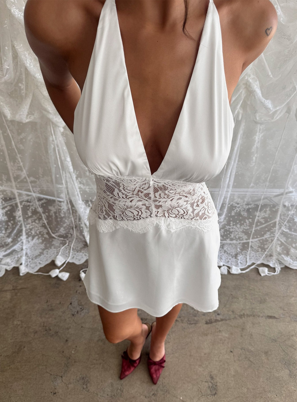 Klairee Lace Mini Dress White
