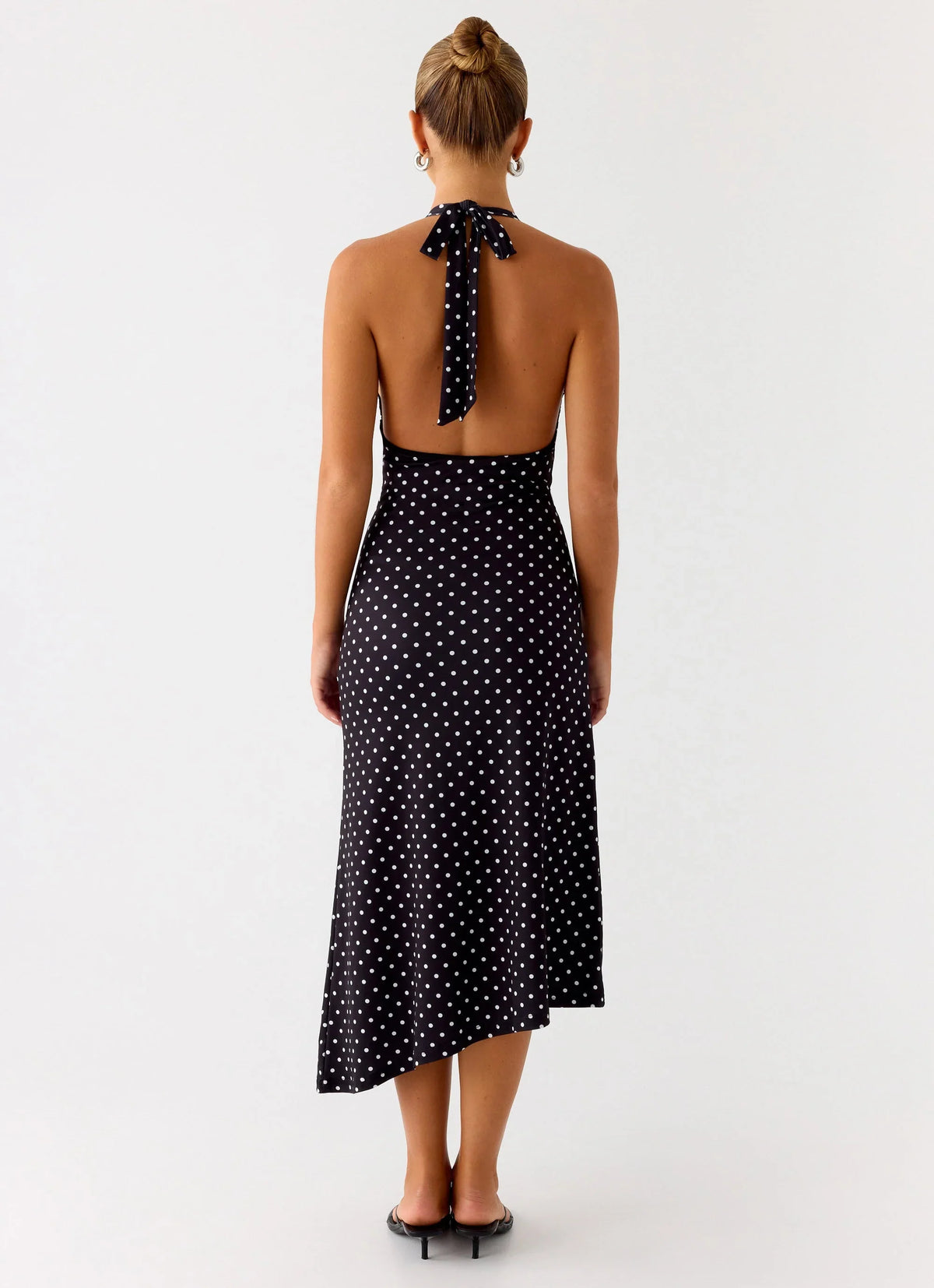 Illuminate Halter Midi Dress - Black Polkadot
