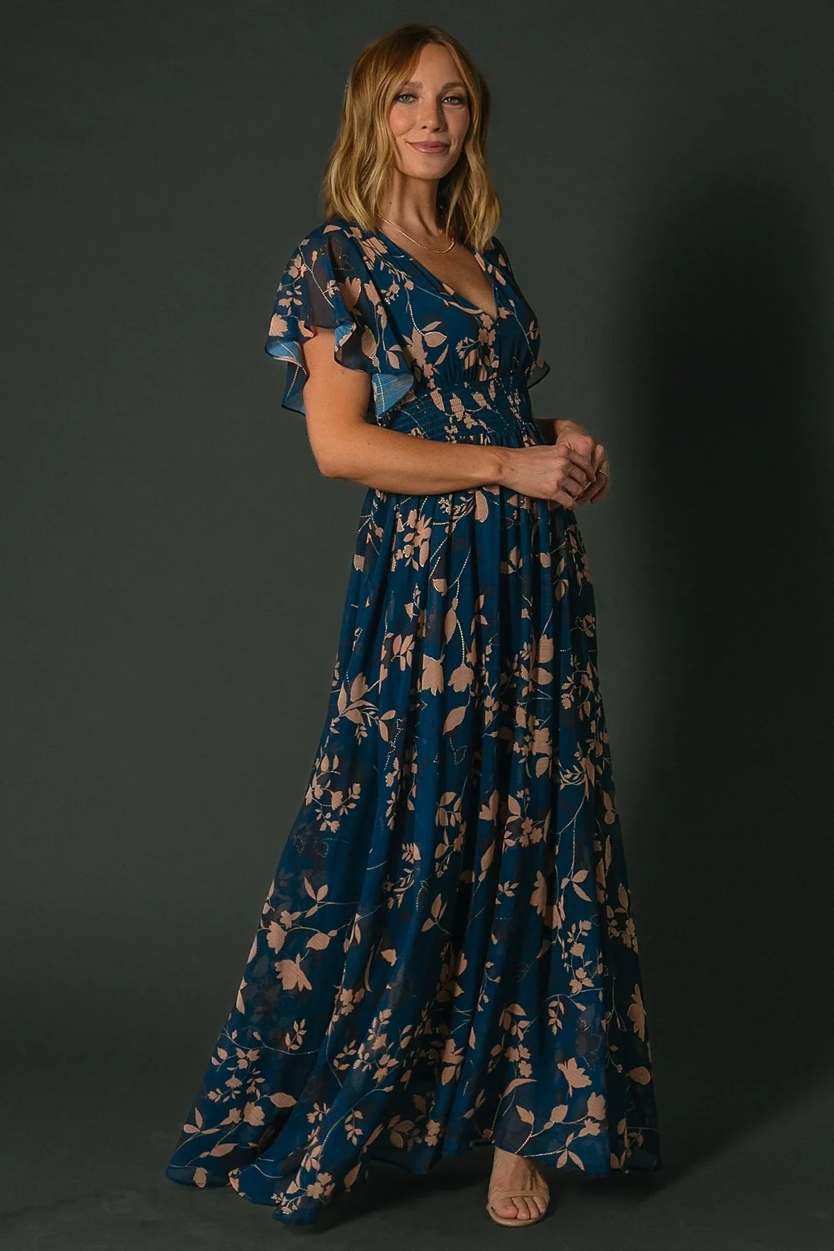 Lynlee Metallic Maxi Dress | Topaz