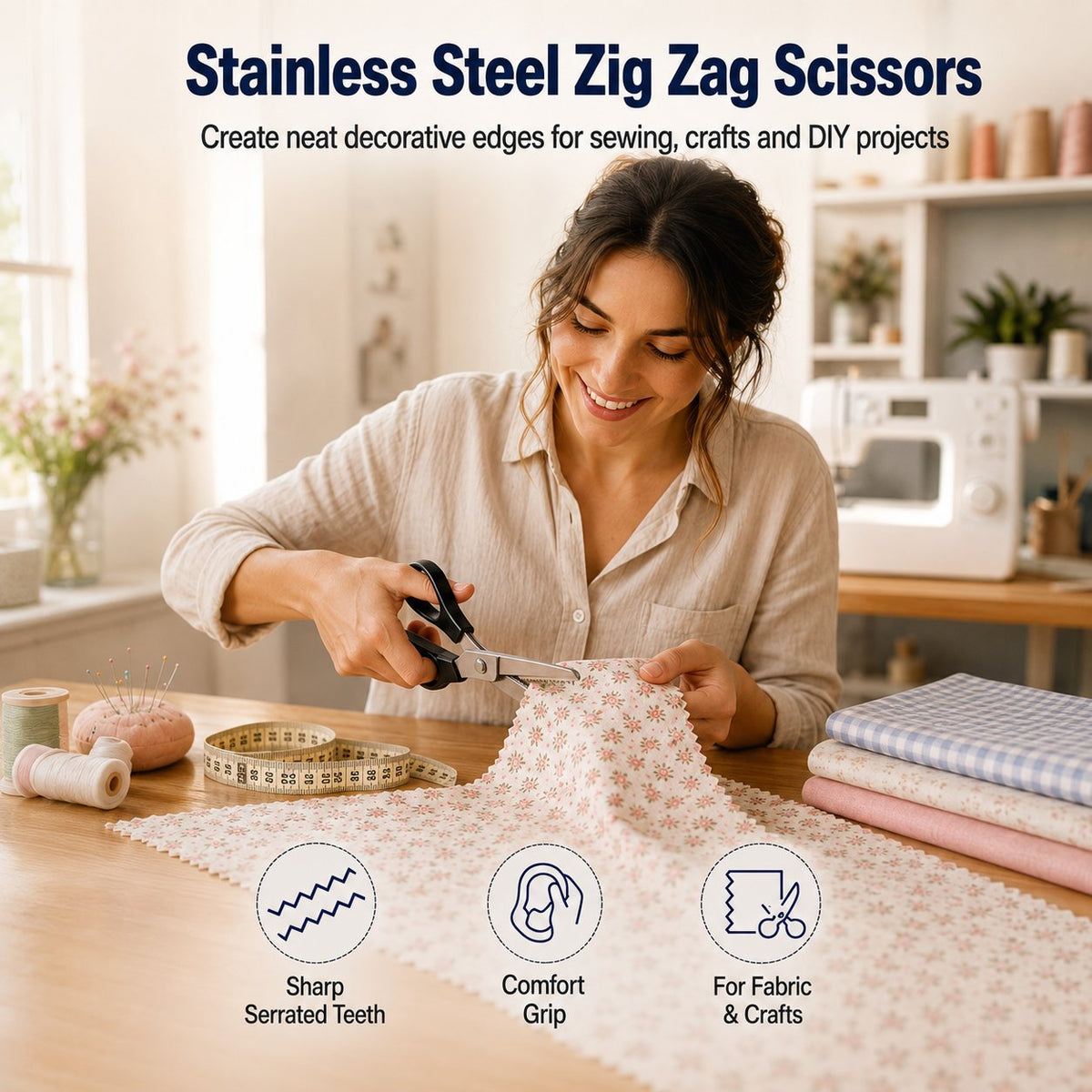 💥 LAST DAY 49% OFF✂️Stainless Steel Zig Zag Pinking Shears