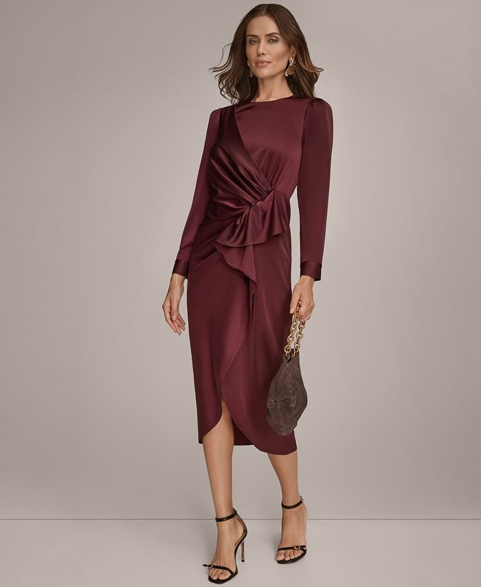 Donna Karan New York Women's Ruched Midi Dress