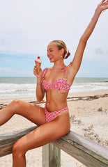 9.0 Swim Bianca Red Gingham Bikini Top