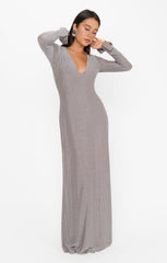 Lopez Maxi Dress ~ Silver Stretch
