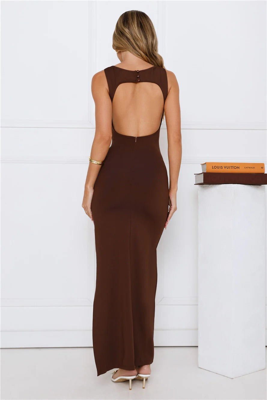 Simple Chic Maxi Dress Brown