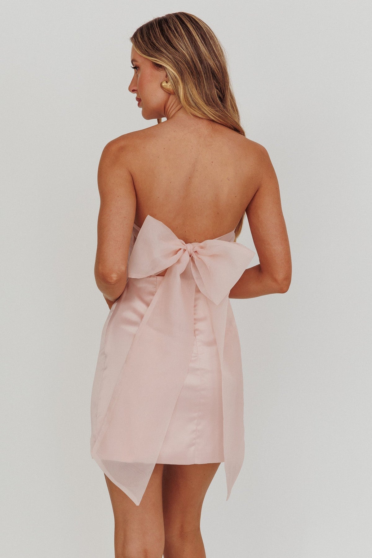 Always And Forever Back Bow Mini Dress Blush