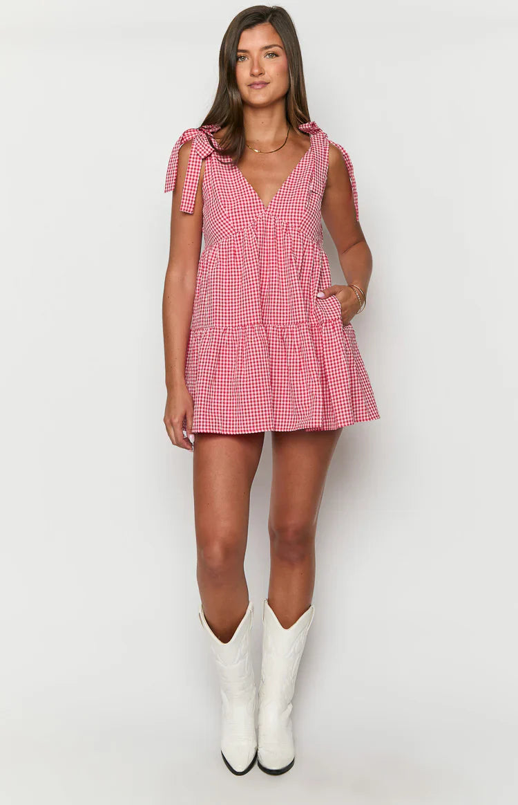 Angel Girl Red Gingham Mini Dress