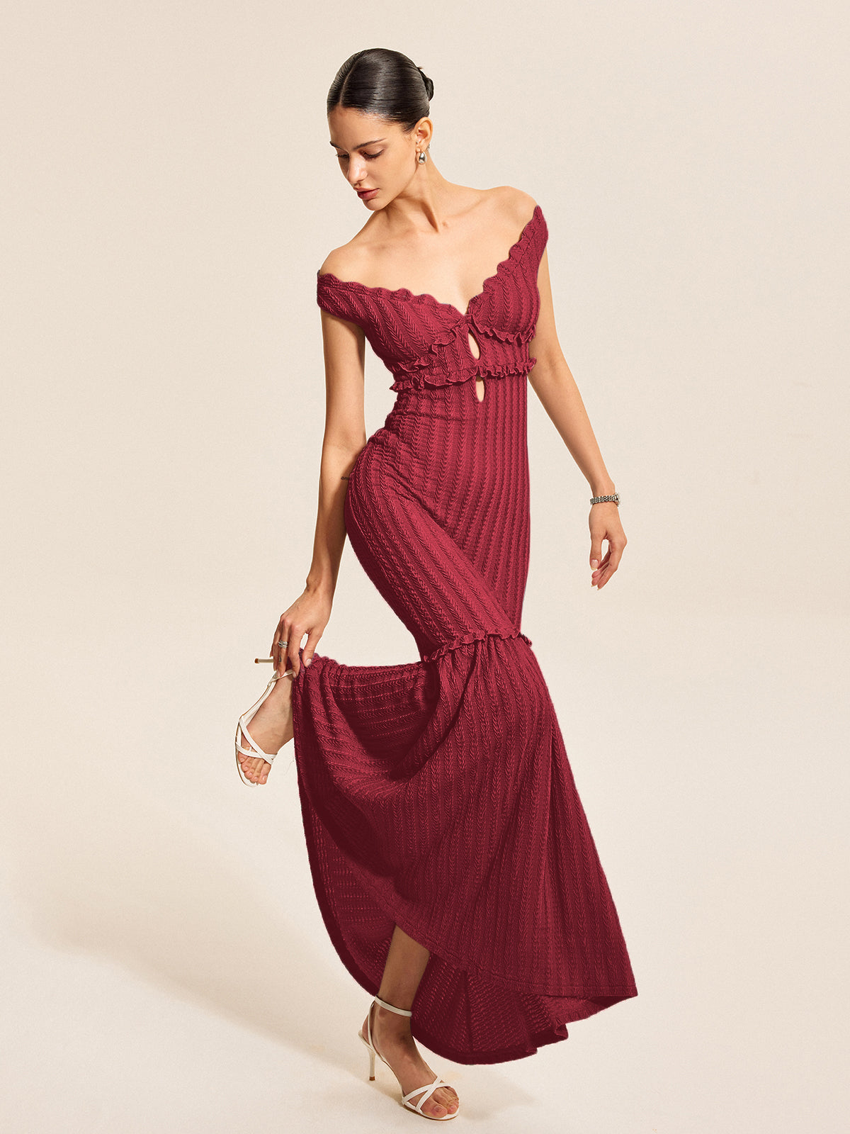 Off-Shoulder Ruffle Detail Dress