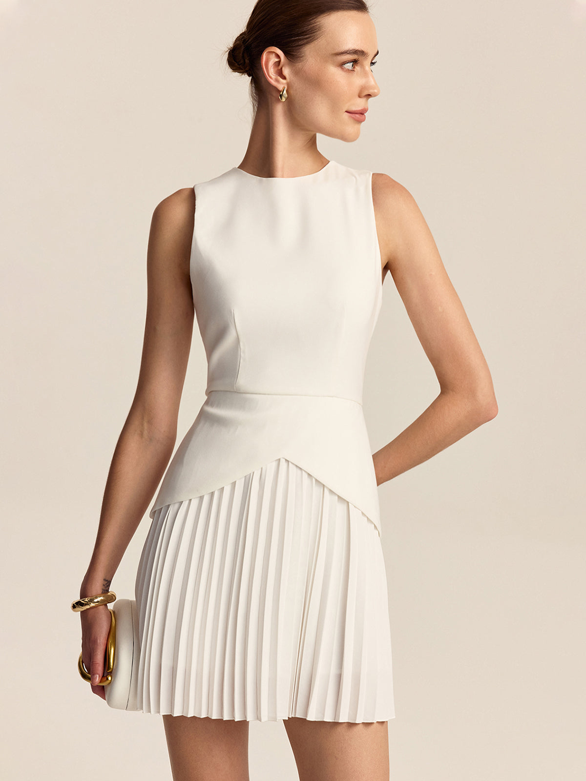 Pleated Hem Mini Dress