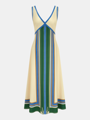 Geometric Print V-Neck Sleeveless Maxi Dress