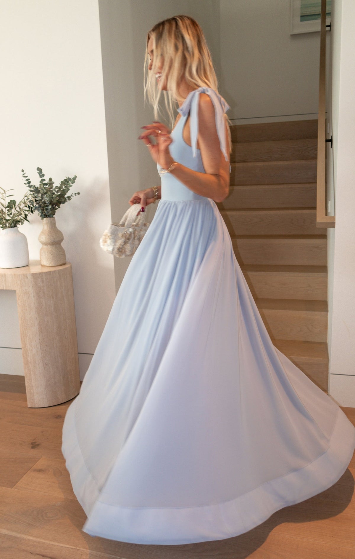 Harper Maxi Dress ~ Steel Blue Chiffon