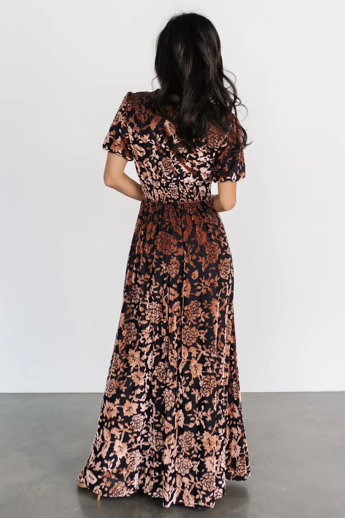 Leslie Velvet Maxi Dress | Black + Bronze