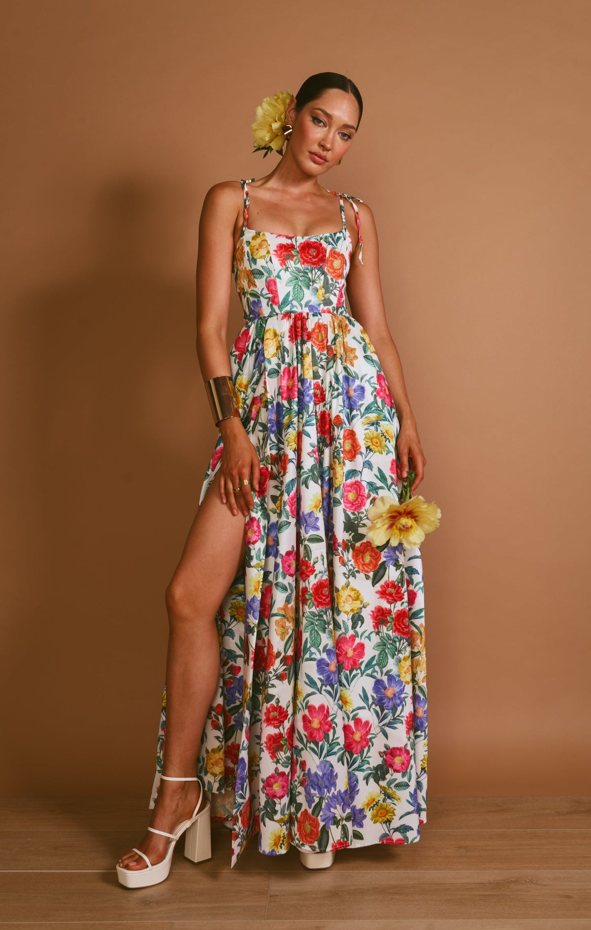 Juliet Maxi Dress ~ Charm Peony White Taffeta