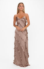Romance Ruffle Dress ~ Dune Luxe Satin