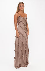 Romance Ruffle Dress ~ Dune Luxe Satin