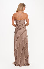 Romance Ruffle Dress ~ Dune Luxe Satin