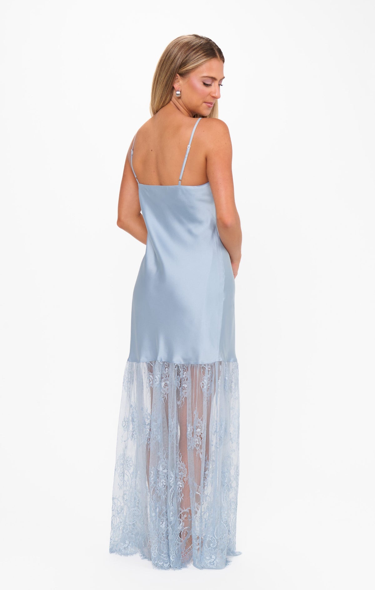 Vanity Dress ~ Steel Blue Luxe Satin