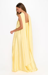 Tinsley Tube Dress ~ Pale Yellow Luxe Satin