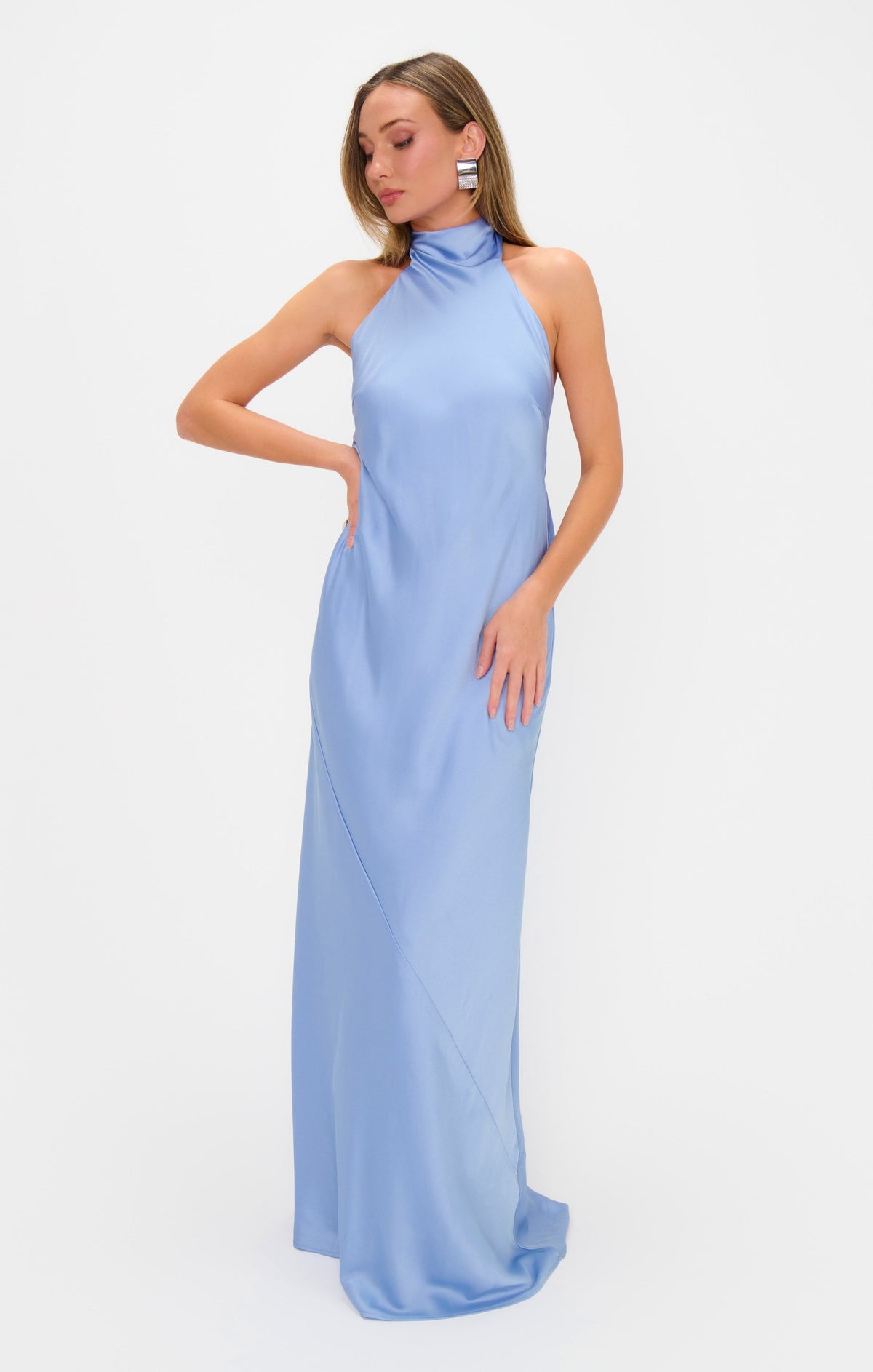 Lisa Maxi Dress ~ Borrowed Blue Luxe Satin