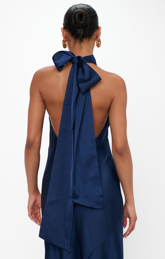 Lisa Maxi Dress ~ Midnight Navy Luxe Satin