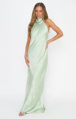 Lisa Maxi Dress ~ Pistachio Luxe Satin