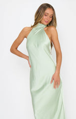 Lisa Maxi Dress ~ Pistachio Luxe Satin