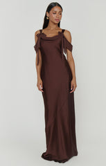 Bella Maxi Dress ~ Chocolate Luxe Satin