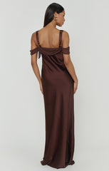 Bella Maxi Dress ~ Chocolate Luxe Satin