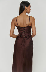 Logan Dress ~ Chocolate Luxe Satin