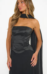 Jules Maxi Dress ~ Black Chiffon