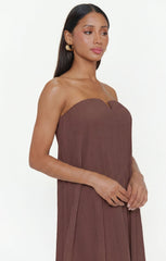 Athena Maxi Dress ~ Chocolate Pleated Chiffon
