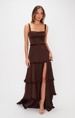 Lady Corset Dress ~ Chocolate Luxe Satin