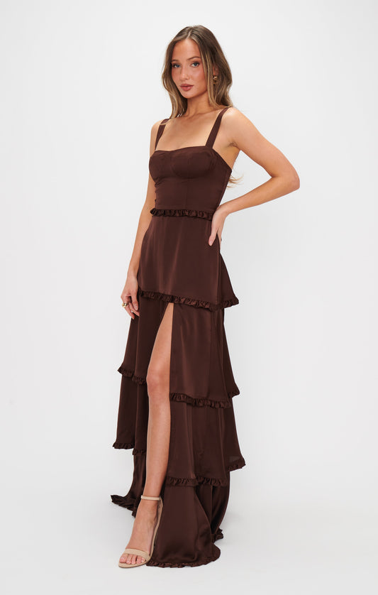 Lady Corset Dress ~ Chocolate Luxe Satin