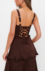 Lady Corset Dress ~ Chocolate Luxe Satin