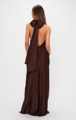 Lisa Maxi Dress ~ Chocolate Luxe Satin