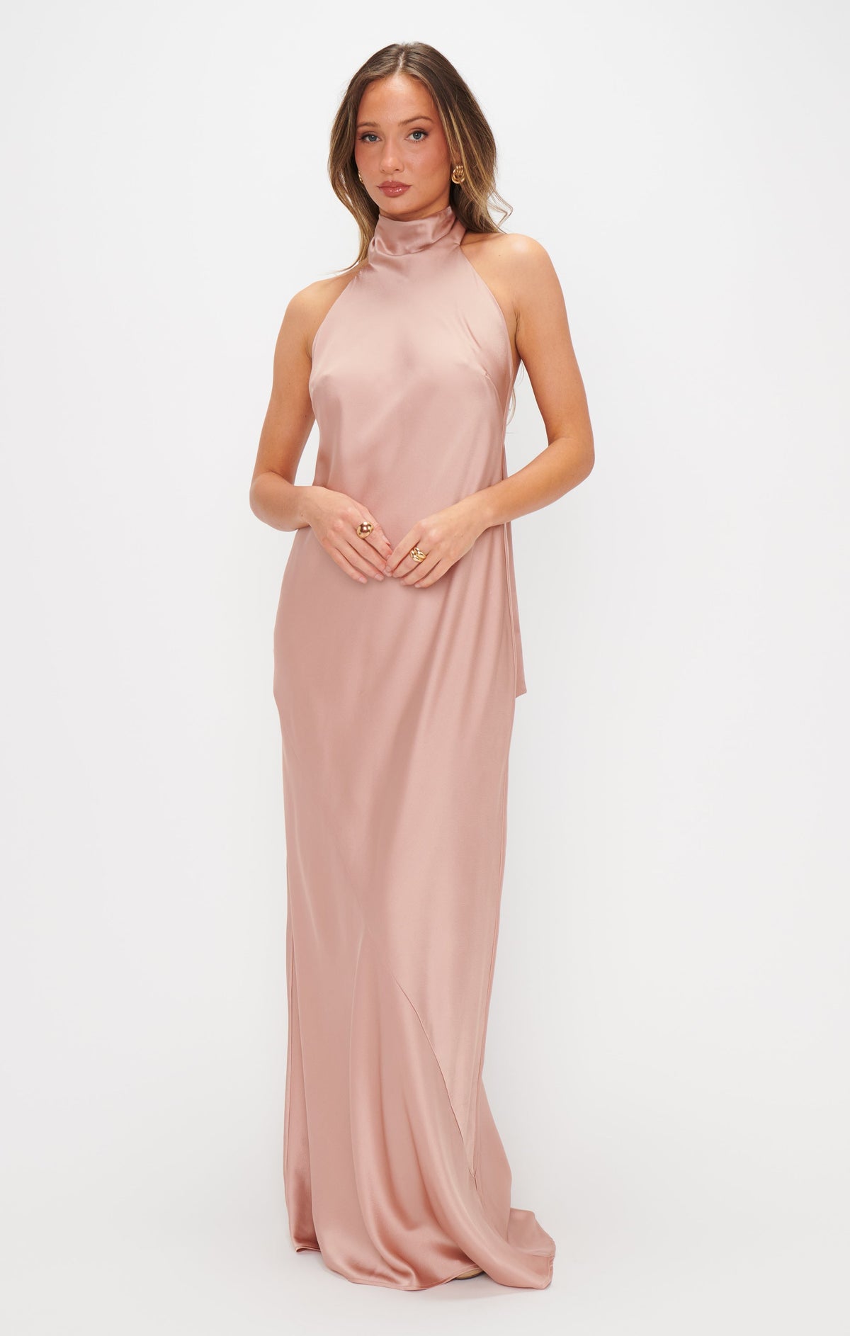 Lisa Maxi Dress ~ Rose Gold Luxe Satin