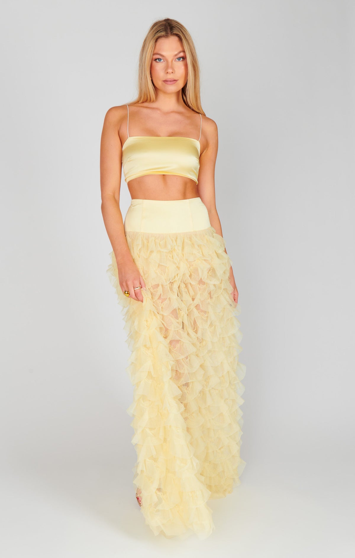 Meet Me at Midnight Skirt ~ Pale Yellow Ruffle Tulle