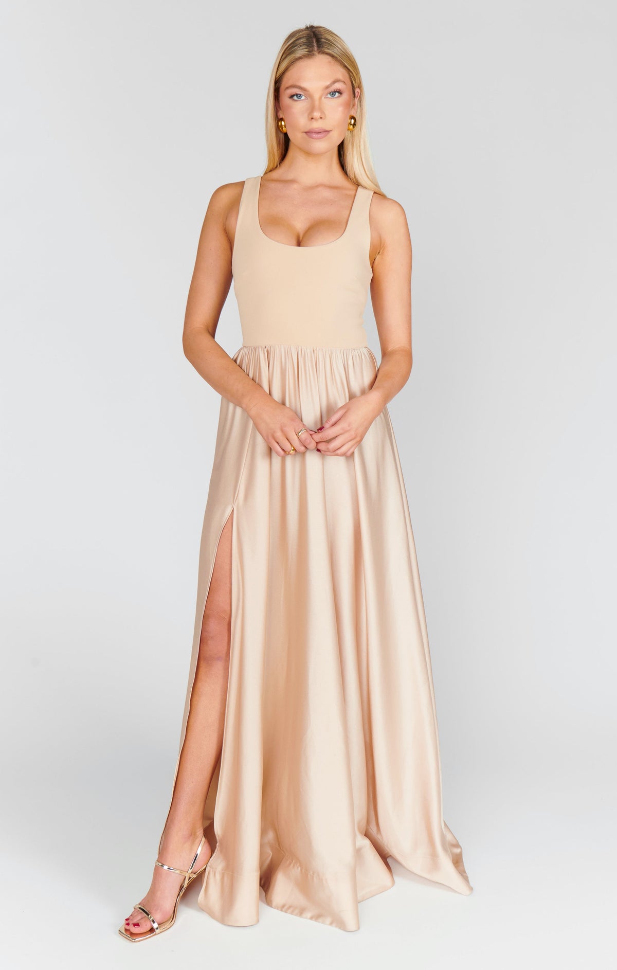 Harper Maxi Dress ~ Champagne Luxe Satin