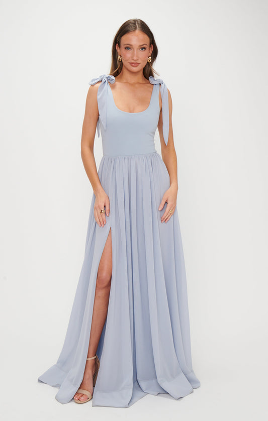 Harper Maxi Dress ~ Steel Blue Chiffon